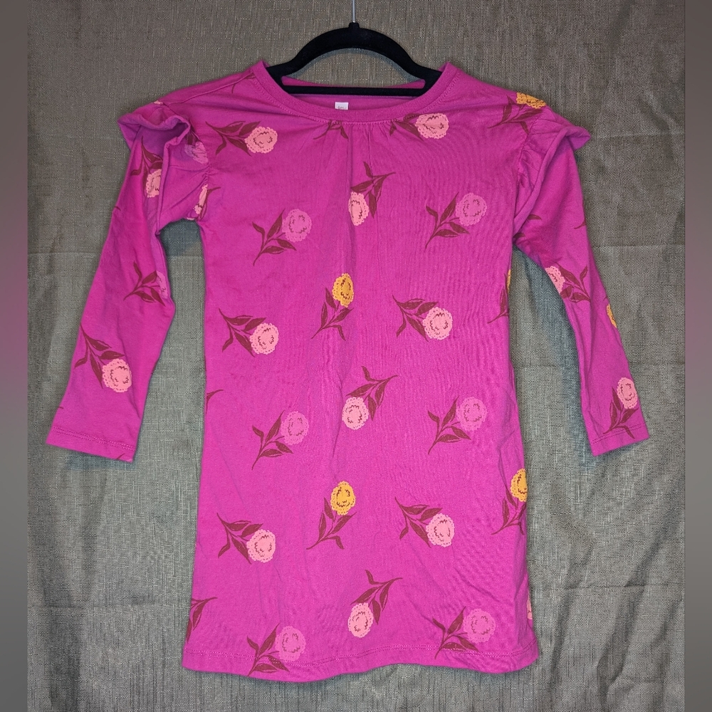 Tea Collection size 6 long sleeved pink dress with flowers